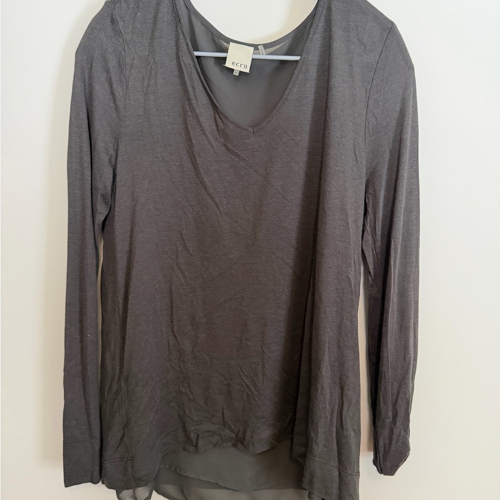 Ecru Charcoal Long Sleeve Women's Top